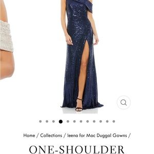 Elegant formal midnight blue sequined gown